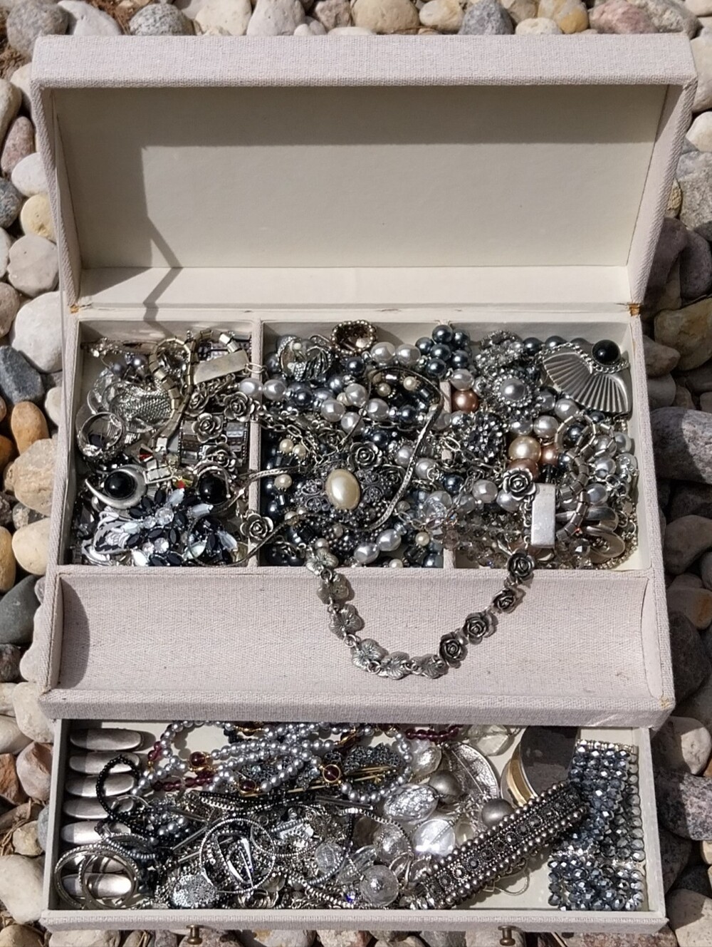 Mixed Silver-Tone Costume Jewelry Collection with Pearls